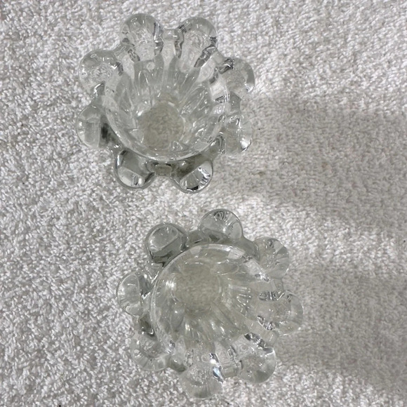 Vintage Clear Glass Candle Holders x2 - Picture 5 of 11